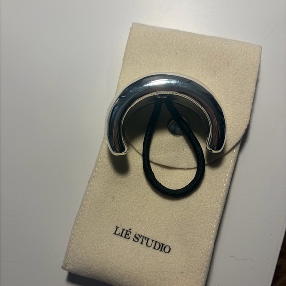 Lié Studio Silver Plated Crescent Hair Tie with Black Elastic - Picture 4 of 6